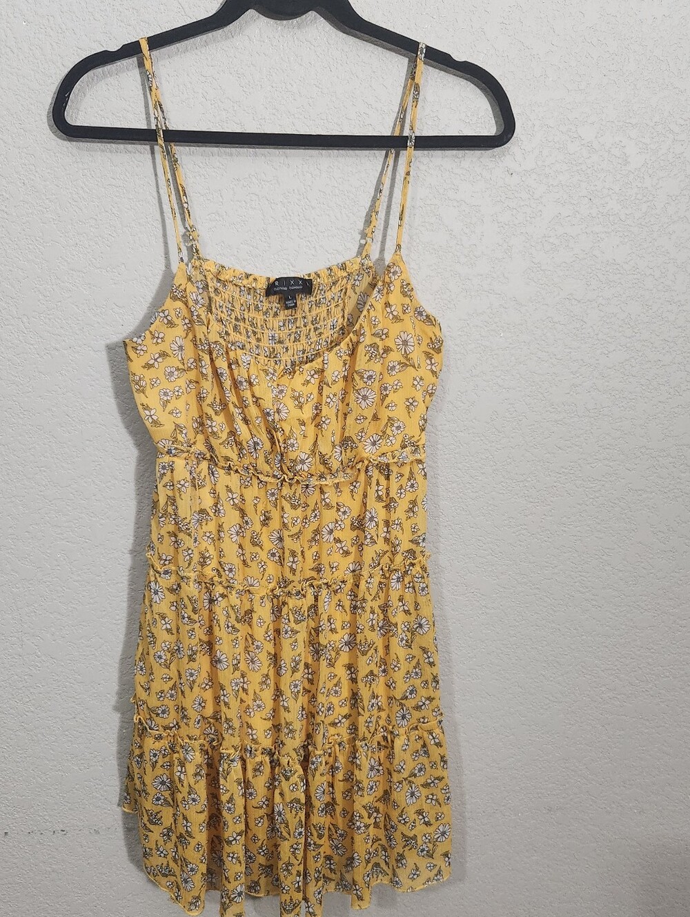 Trixxi Clothing Company Yellow Floral Smocked Top Babydoll Sundress Milkmaid
